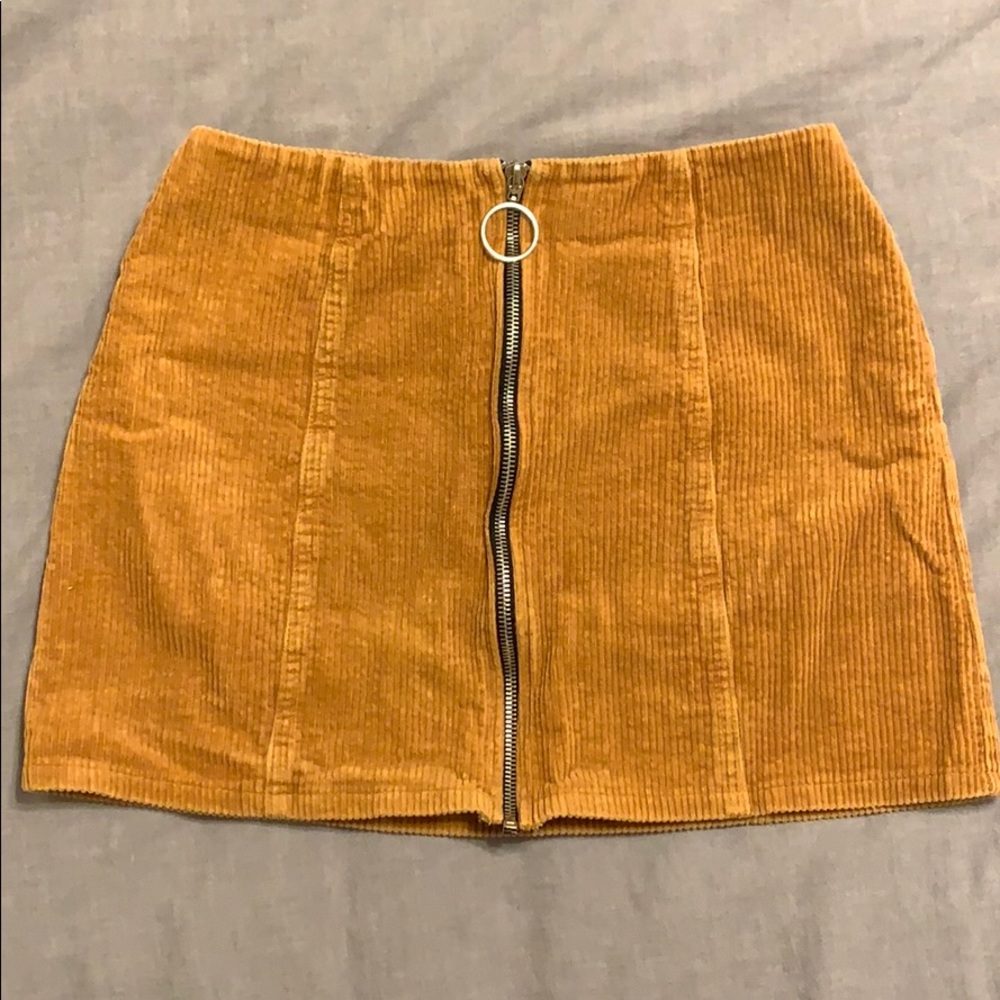 Burnt orange corduroy zipper skirt size M